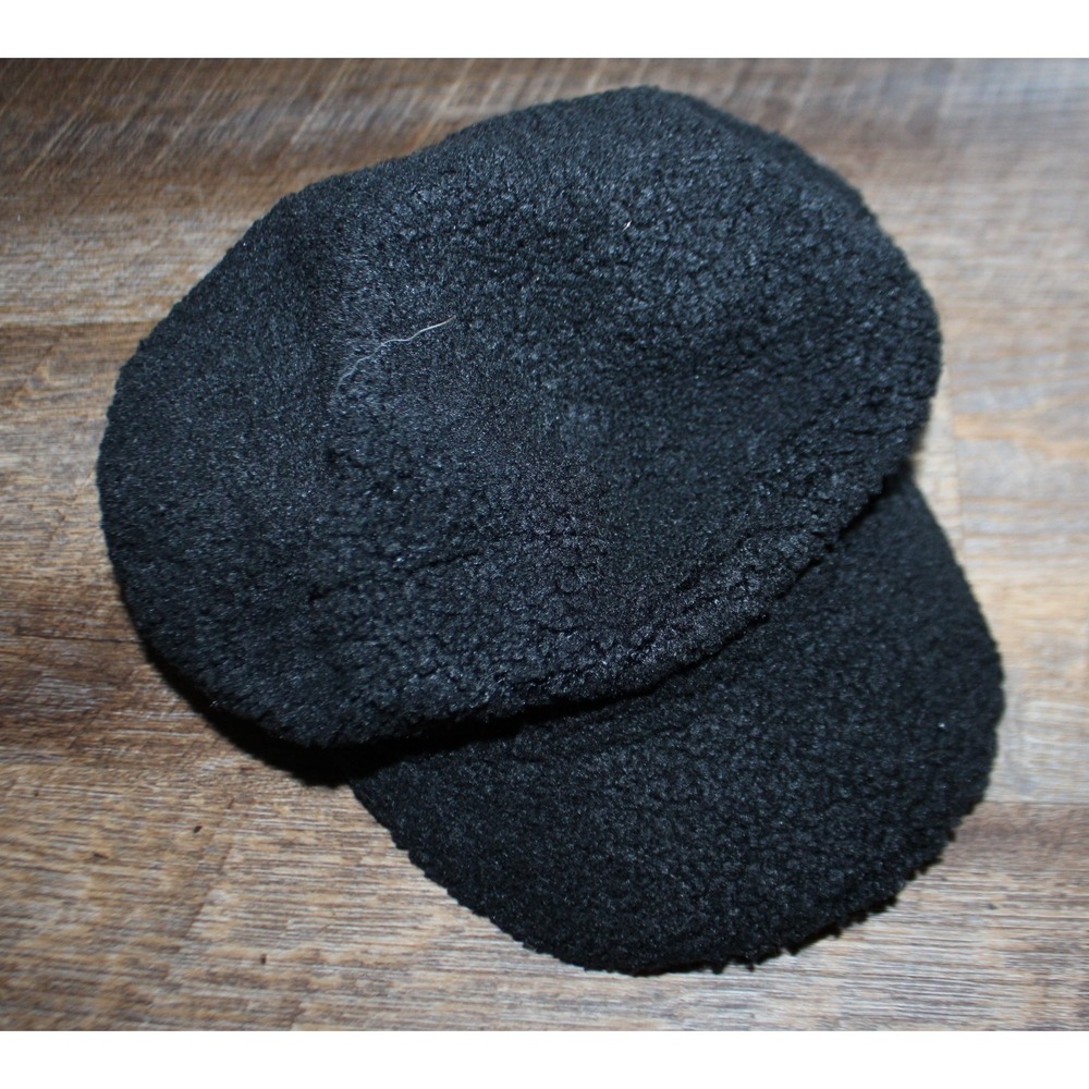 Universal Thread Women's Black Faux Sherpa Fuzzy Newsboy Baker Hat Cap Size OSFM
